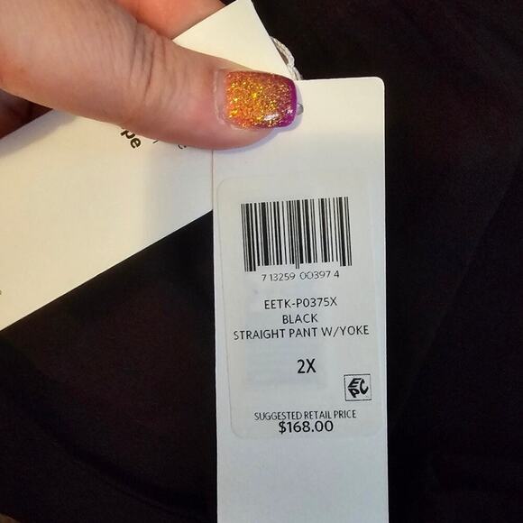 Eileen Fisher Washable Stretch Crepe Black Straight Pant With Yoke Plus Size 2X - Picture 7 of 9